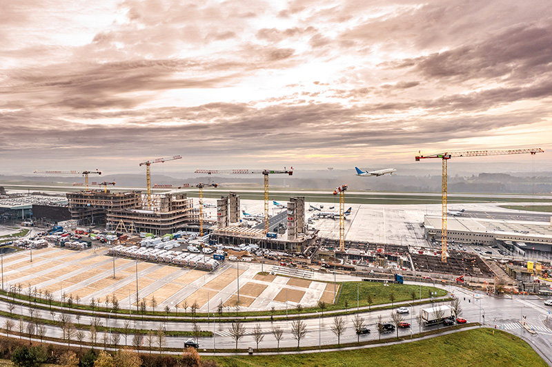 Liebherr cranes build sustainable office building at Luxembourg Airport